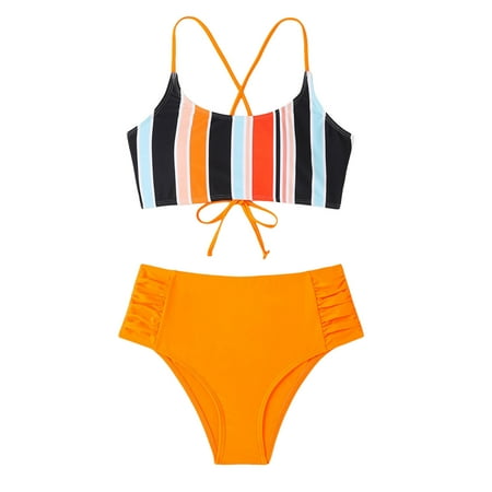 Mnyotv Cute Bathing Suits Sexy Bikini Swimsuit Women Swimwear Push Up Bikini Set Thong Brazilian Bathing Suit Beach Wear Cute Two Piece Swimsuits Orange XL