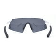 thumbnail image 4 of Polarized Mens Cool Futuristic Curved Shield Rimless Plastic Sport Sunglasses White - Black, 4 of 4
