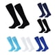 thumbnail image 4 of Wosthever Calcetines largos lisos para niños, medias finas de fútbol de algodón y poliéster que absorben el sudor por encima de la rodilla, Uniforme atlético negro, 4 of 6