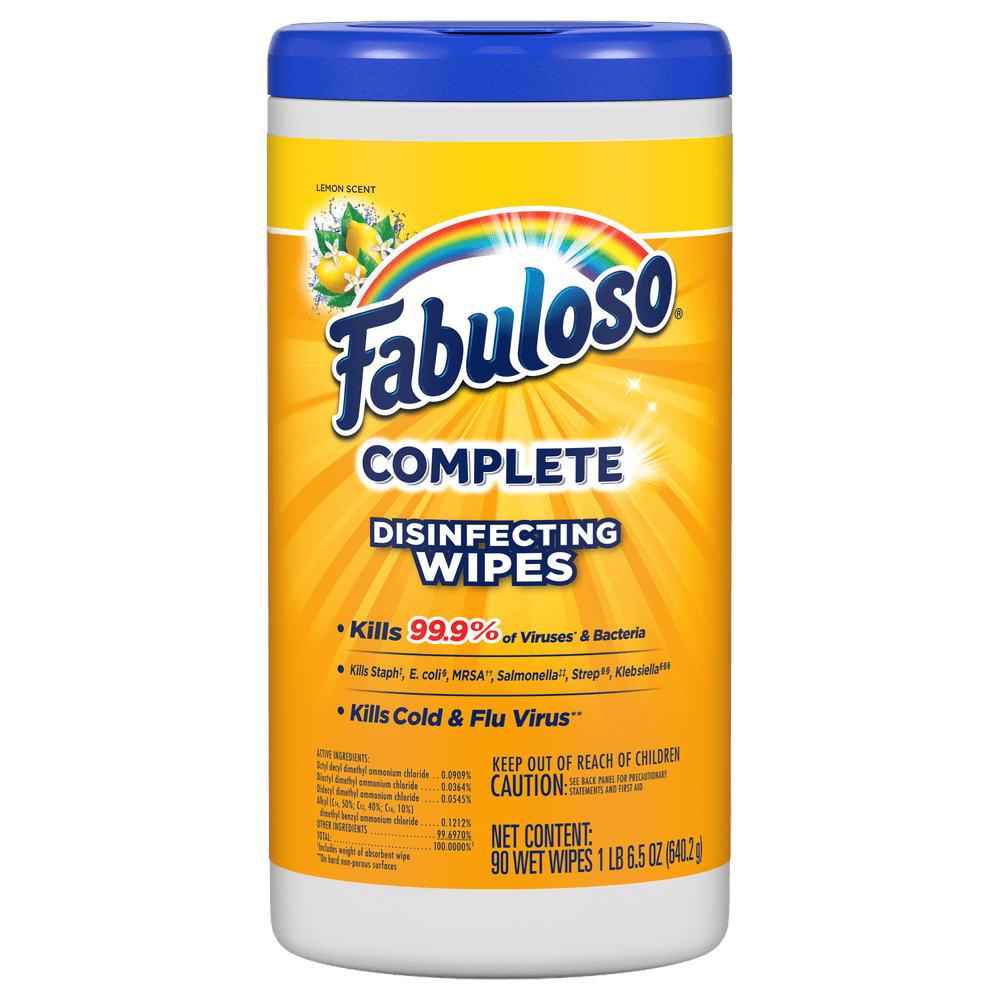 Fabuloso Complete Disinfecting Wipes Lemon, 90 count