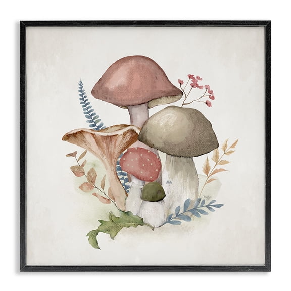 Stupell Industries Farmhouse Pink Blooming Mushrooms Black Framed Giclee Art, 12 x 12, by Mollie B.