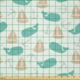 thumbnail image 2 of Ambesonne Nautical Fabric by the Yard Microfiber, Boats Anchors and Whales, 5 Yards, Turquoise Peach, 2 of 2