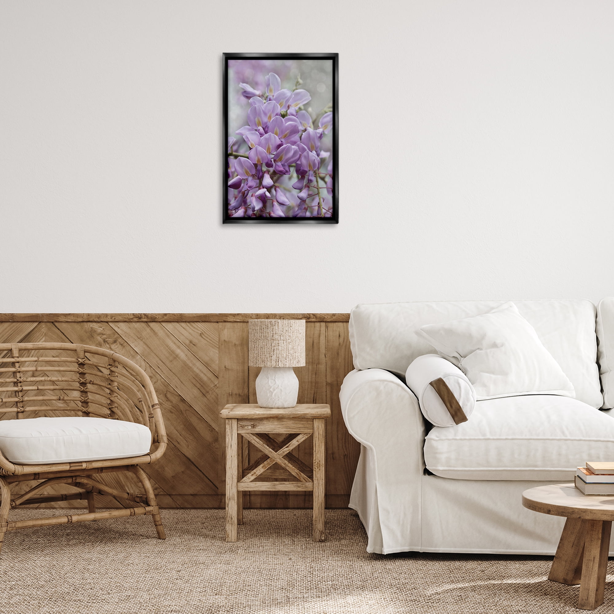 Stupell Industries Purple Orchid Petals Plants & Flowers Photography Black Floater Framed Canvas Art Print Wall Art, 17 x 25
