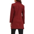 thumbnail image 3 of Abrigo de invierno de doble botonadura INSPIRE CHIC para mujer, con cuello de solapa, manga larga, abrigo exterior, talla XS, color burdeos, 3 of 6