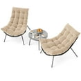 thumbnail image 2 of Costway 3 PCS Patio Furniture Set with Cushioned Papasan Chairs Tempered Glass Coffee Table Brown, 2 of 10