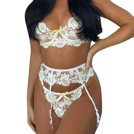 adviicd Sheer Lingerie For Women Corset Lingerie for Women Woman Mesh Three PointBuckle Jumpsuit Lingerie Underwear Yellow XL