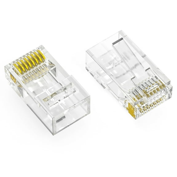 ACCL RJ45 Cat.6 UTP Feed Through Plug Solid / Stranded 3-Prong 50 Micron Gold Plating 100-Pack, 1 Pack