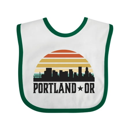 

Inktastic Portland Oregon Skyline Retro Sunset Gift Baby Boy or Baby Girl Bib