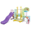 Volity Toddler Climber and Swing Set,6 in 1 Kids Indoor & Outdoor Slide Swing Playset W/Basketball Hoop,Easy Climb Stairs for Infant Playground Games