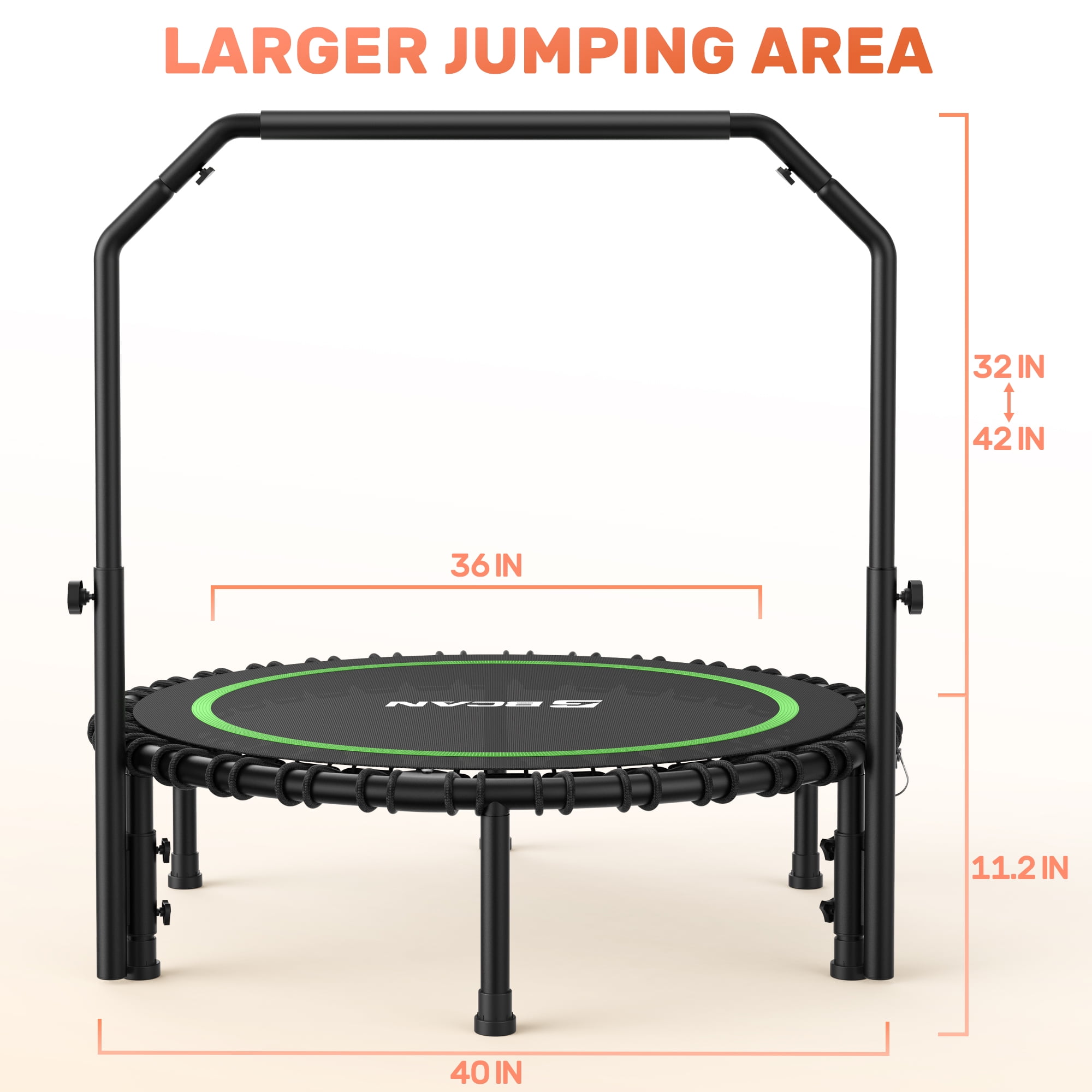 BCAN 450 LBS Foldable Mini Trampoline, 40