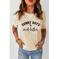 thumbnail image 1 of ABPHQTO Camiseta caqui de manga corta con estampado de SUNNY DAYS + Iced Lattes para mujer, 1 of 5