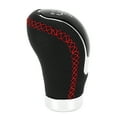 thumbnail image 4 of Manual Gear  Knob, Artificial Leather Sensitive Red Stitching Shifter Head With Replaceable Paster For Car, 4 of 8