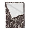 thumbnail image 2 of Ethnic Soft Flannel Fleece Throw Blanket, Traditional Folk Art Textured Cultural Retro Twisted Leaves Classical Art, Cozy Plush for Indoor and Outdoor Use, 50" x 60", Black Cream, by Ambesonne, 2 of 5