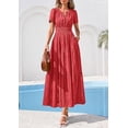 thumbnail image 2 of PRETTYGARDEN Womens Boho Maxi Dress Floral Summer Spring Short Sleeve V Neck A Line Embroidered Beach Vacation Dresses, 2 of 8