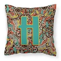 Letter H Retro Tribal Alphabet Initial Fabric Decorative Pillow