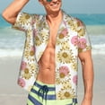 thumbnail image 7 of Sikiie Sunflowers Print Men's Hawaiian Shirt, Summer Beach Button Pocket Short Sleeve T-Shirt,X-Large, 7 of 7