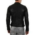 thumbnail image 3 of Men Slim Fit Biker Motorcycle Lambskin Leather Black Jacket Coat Outwear Jacket A899, 3 of 4