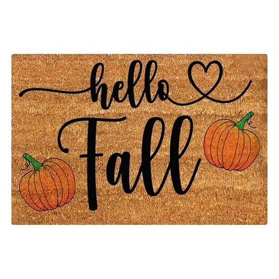 Happy Fall Door Mat,Fall Leaves Pumpkin Theme Welcome Doormat for Front Door