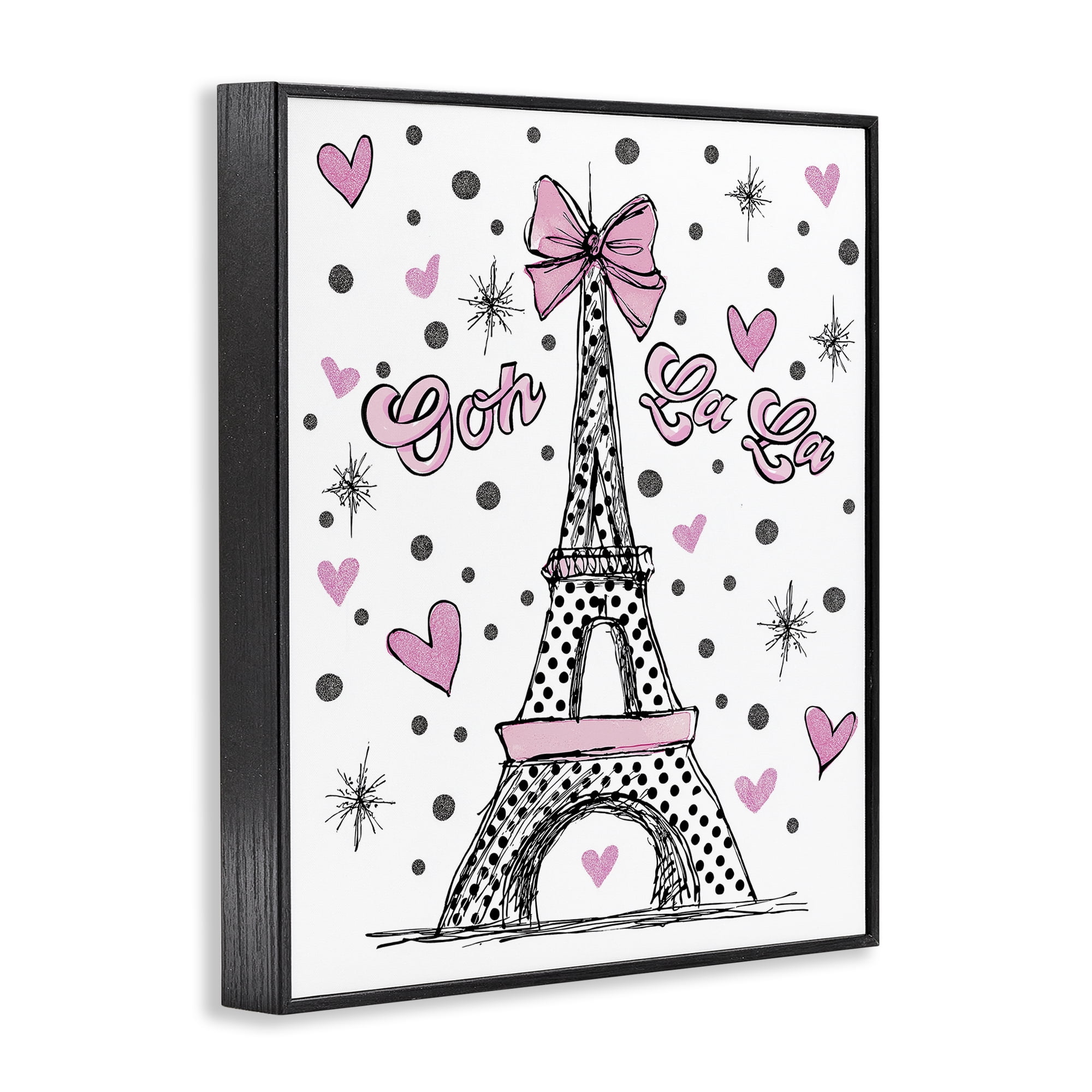 Stupell Industries Ooh La La Polka Dots Eiffel Black Framed Giclee Art, design by Jess Stempel
