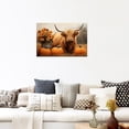 thumbnail image 2 of CCWACPP Highland Cow Wall Art Cattle Painting with Sunflower Pumpkin Pictures Farm Animal Canvas Prints Fall Farmhouse Decor for Home Kitchen Framed (12.00" x 18.00"), 2 of 5