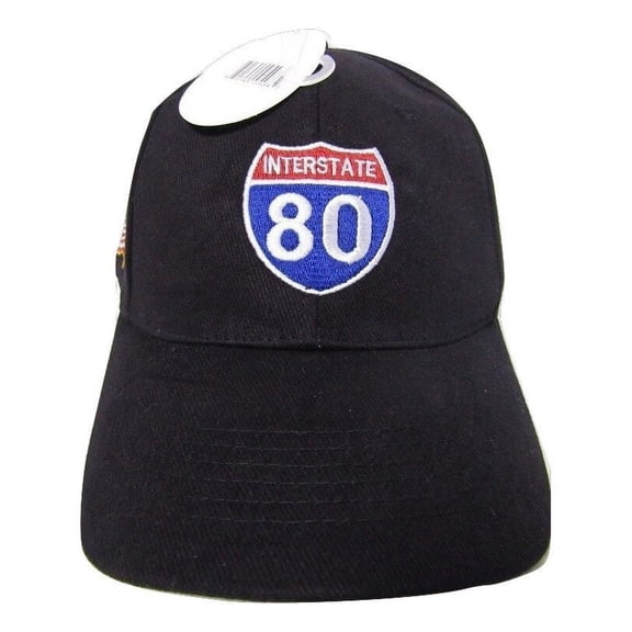United States Interstate 80 Highway American Original Black Embroidered Cap Hat