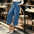 thumbnail image 4 of BUIGTTKLOP Capri Jeans for Women High Waisted Denim Capris Wrap Front Dressy Casual Wide Leg Summer Cropped Trousers, 4 of 6