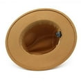 thumbnail image 3 of Visland Women Fedora Hat, Fashion Vintage Retro Classic Solid Color Wide Brim Faux Leather Belt Buckle Design Soft Cozy Felt Winter Head Warm Panama Floppy Cap for Party Daily Wear, 3 of 8