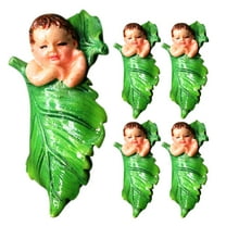 MLINS  5 Pcs Elegant Fairy Baby Sculpture Small Figurines Garden Miniature Sculptures Home Decor Green