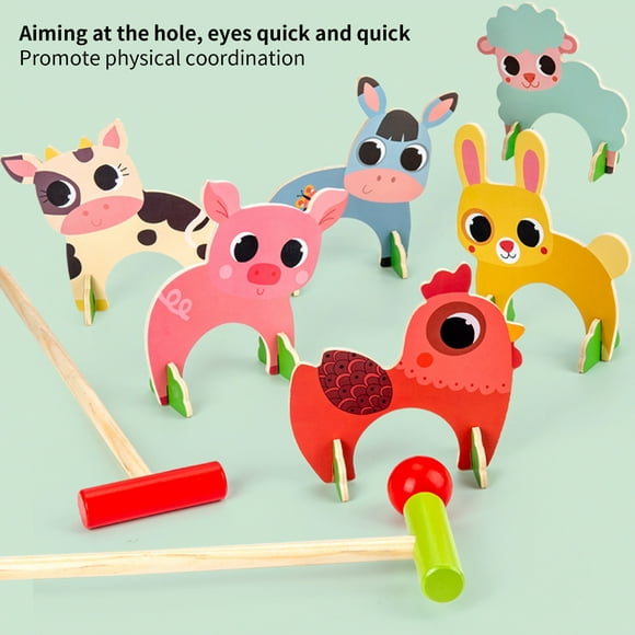 Children's Croquet Set Colorful Sturdy Cartoon Animal Wear-resistant and Lightweight Cartoon Croquet Game Strong Impact Resistance Cute Parent-child Tabletop Golf Game