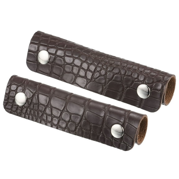 Luggage Handle Wrap, 2 Pack Irregular Pattern PU Handbag Grip Cover Identifier with Clasp for Suitcase, Brown
