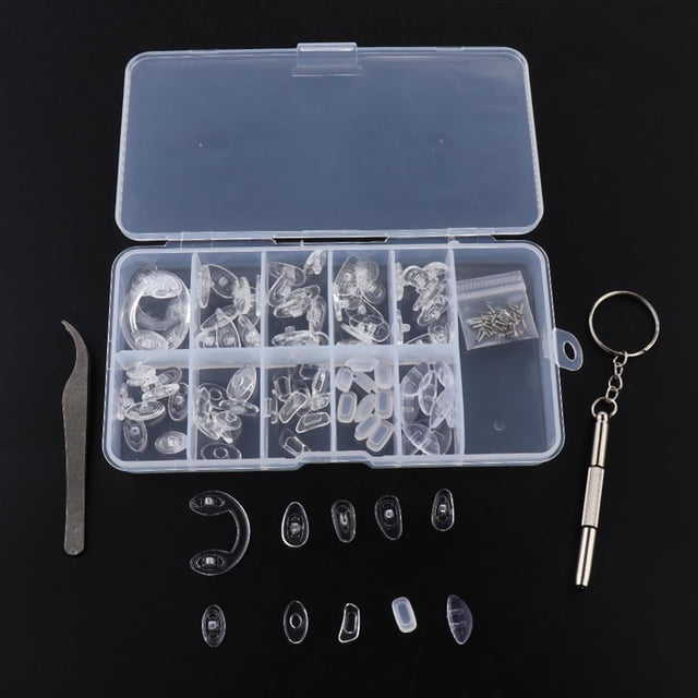 Almohadillas nasales de silicona suave para anteojos, de reparación de anteojos, tornillos para anteojos y micro destornillador con estuche portát Salvador tornillos y tuercas para gafas