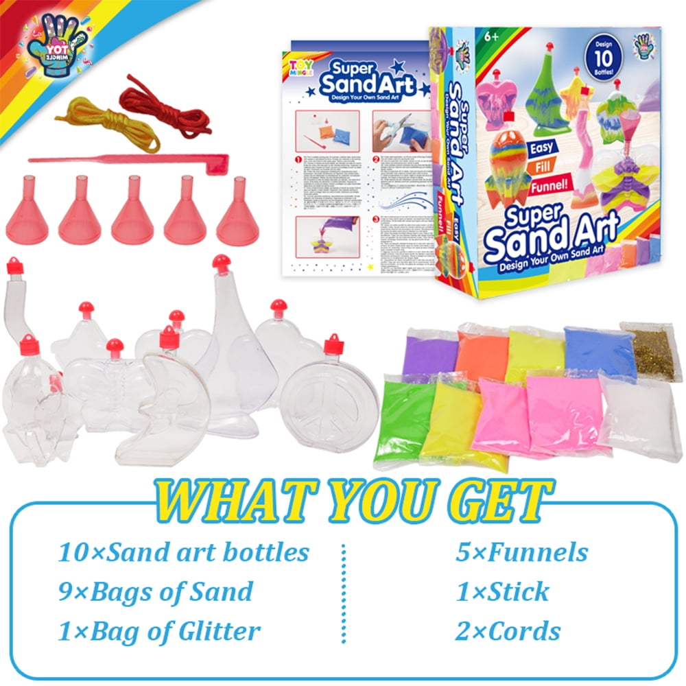 Toymingle Super Sand Art Kit - Design 10 Glow & Sparkle Bottles, Ages 6+
