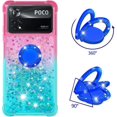 thumbnail image 3 of Slim Phone Case for Xiaomi Poco X4 Pro, Shiny Bling Quicksand Effect TPU Bumper Case with Four Corners Protection Cover for Xiaomi Poco X4 Pro, Pink Blue, 3 of 7