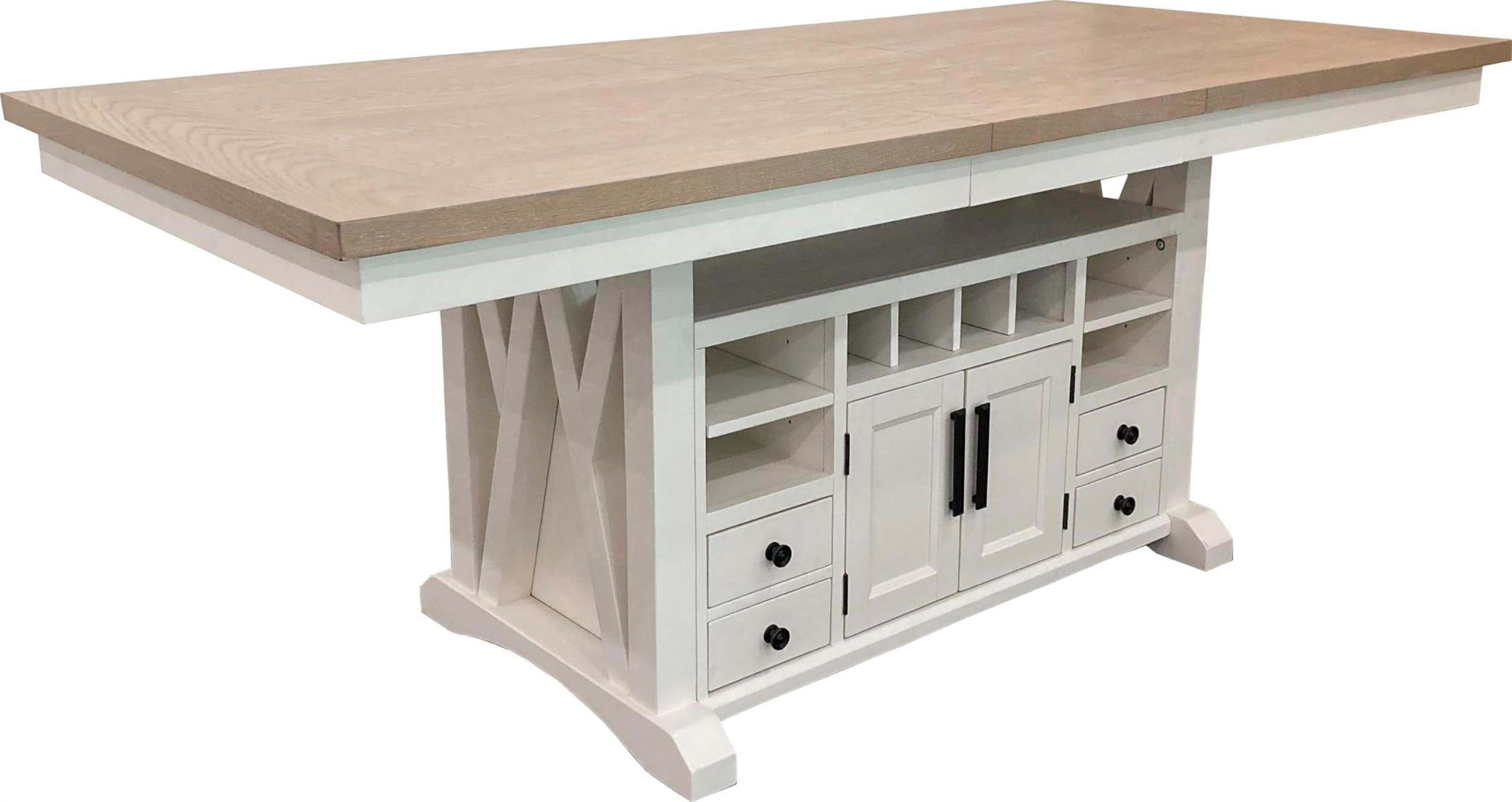 Pemberly Row 72" Wood Island Extendable Dining Table in White