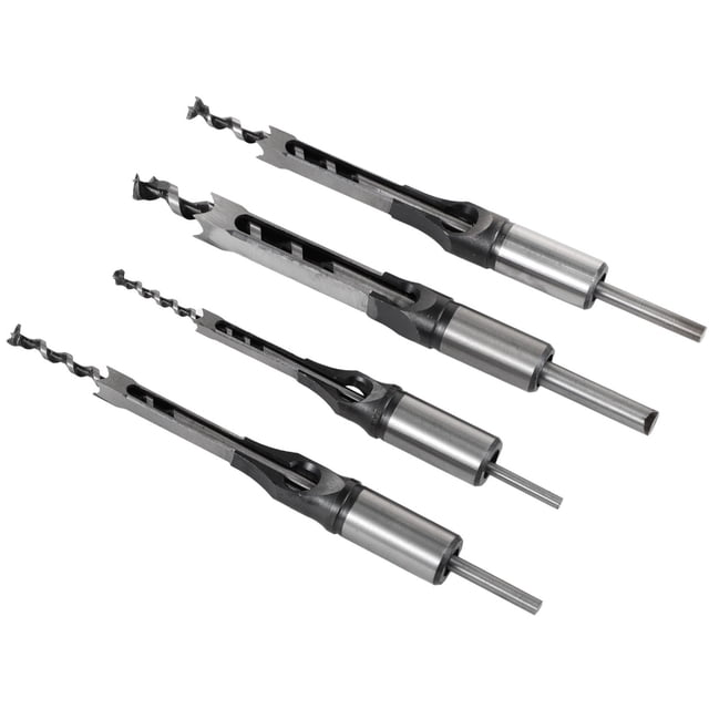 4 PCS Square Hole Drill Bits Set, Woodworking Mortising Chisel Set Bits Including 1/4 Inch, 5/16 Inch, 3/8 Inch, and 1/2 Inch, Square Hole Drill Bits for Handicrafts DIY