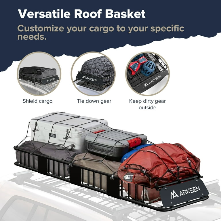ARKSEN Heavy Duty Car Roof Rack Cargo Carrier Basket 150 lbs