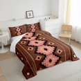 thumbnail image 3 of jejeloiu Boho Bohemain Geometric Full Size Comforter Sets,Vintage Aztec Geometric Bedding Comforter Set,Brown Stripes Lines Bedding Sets,Breathable Room Decorative Reversible,3-Piece, 3 of 8