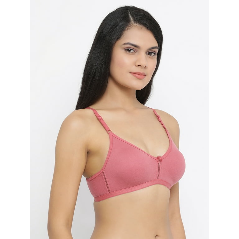 Clovia Smoothie Non-Padded Non-Wired Full Coverage Bra in Dusty Pink-  Cotton Rich 