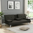 thumbnail image 2 of BASTCH Home Futon Sofa Bed, 67 Inch Sofa bed with Removable Armrests, Wood Frame, 2 Cup Holders, Convertible Sofa Bed for Living Room, 2 of 8