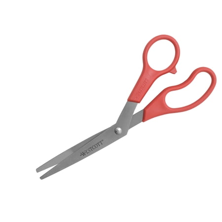 Westcott Value 8" Stainless Steel Scissor, Red, Pointed Scissor, High School Level