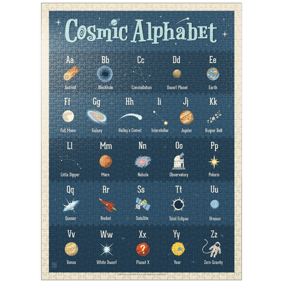 MyPuzzle - Cosmic Alphabet, Vintage Poster - Premium 1000 Piece Jigsaw Puzzle for Adults