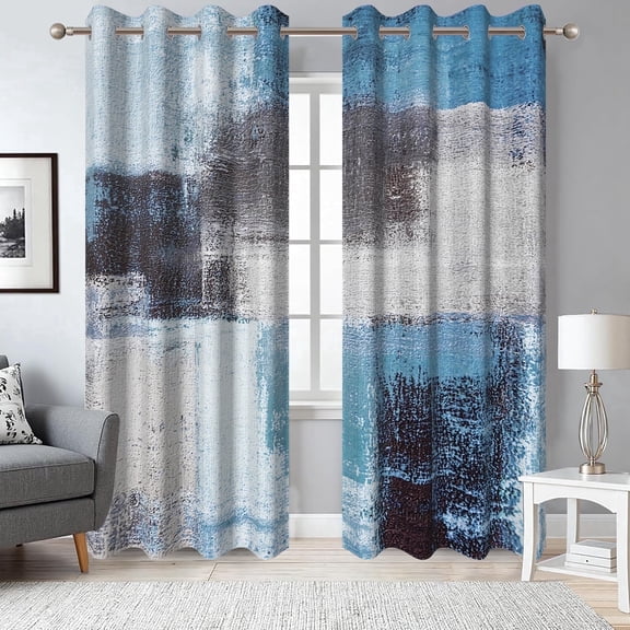 Dashan Teal Blue Grey Blackout Curtains,Set of 2,Room Darkening Drapes for Bedroom/Living Room,52x84 inches
