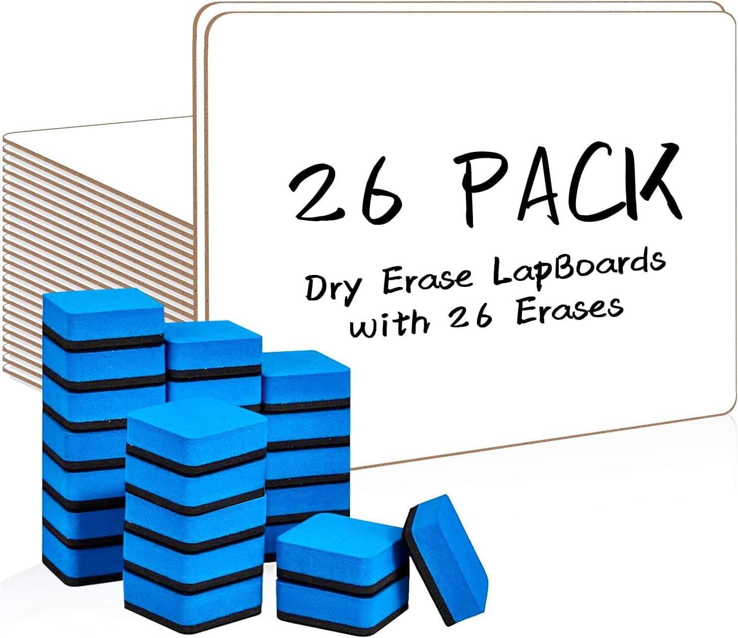 Dry Erase LapBoards, 16 Pack Double Sided 12.5 x 9 Inch Whiteboards with 16 Erasers, Dry Erase Boards for Office Students Classroom Teacher Supplies