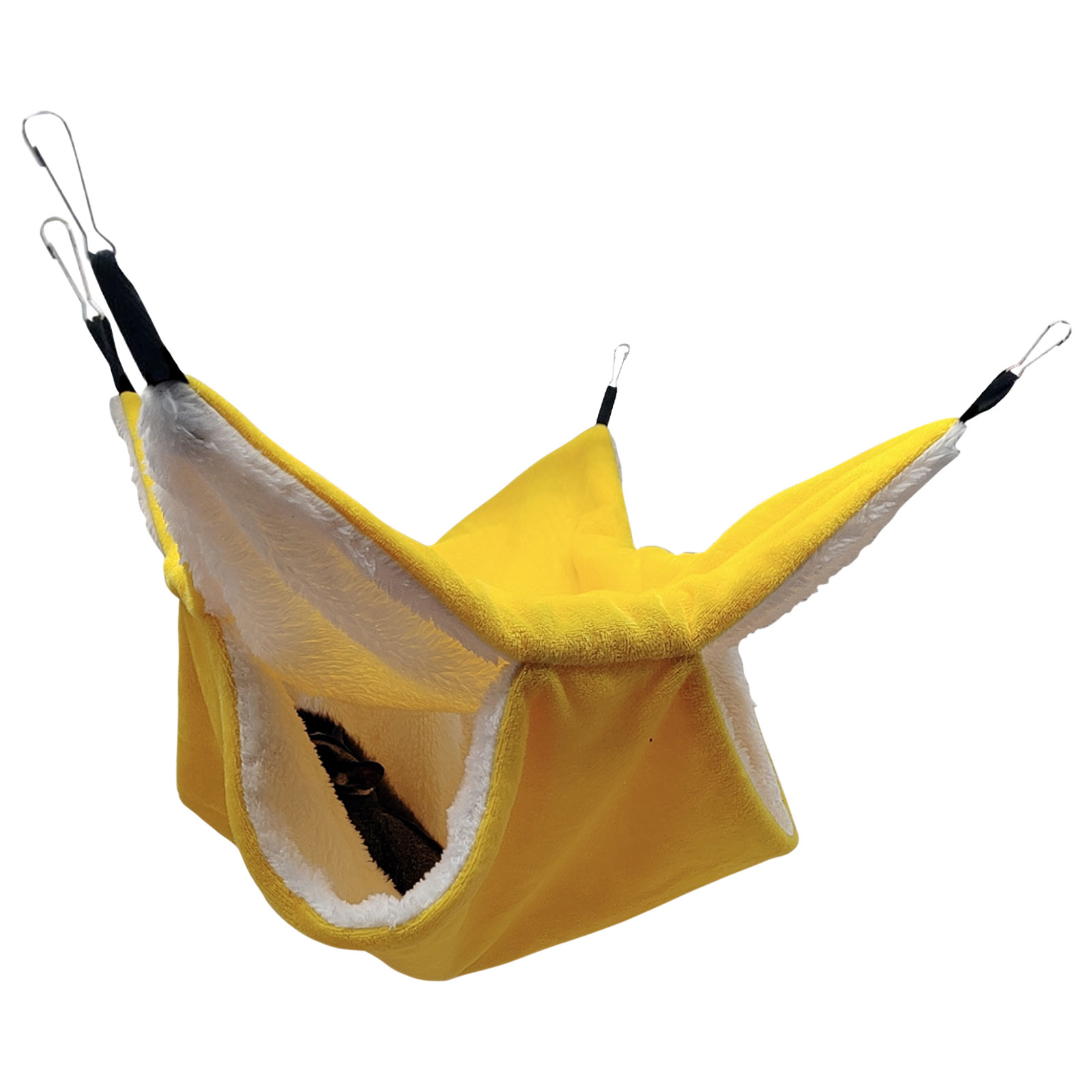 Small Animal Hammocks Warm Plush Bunkbed Pet Hideout Crystal (Yellow S