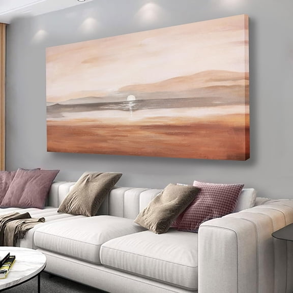 WFSposterWall Decor Abstract Earth Tones Sunrise Canvas Painting Framed Artwork Landscape Canvas Wall Art for Living Room Bedroom Office Home Decor