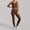Brown, variant on Women 2 Piece Lace Trim Workout Set, Lace Tank Crop Top & High Waist Lace Hem Leggings, Soft Nude Feel Yoga Pilates Outfit