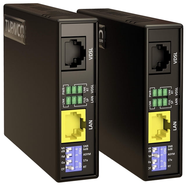 Kit extensor Ethernet Tupavco TEX-100 sobre línea telefónica o cable CAT5/CAT6 con alcance de hasta 2,1 km (par de 2 unidades)