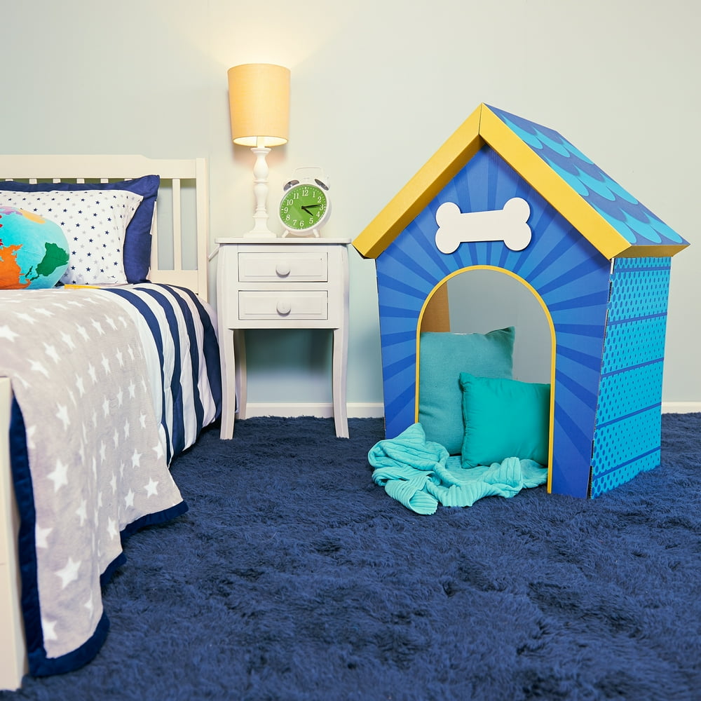 Indoor Cardboard Dog Playhouse, Multicolor