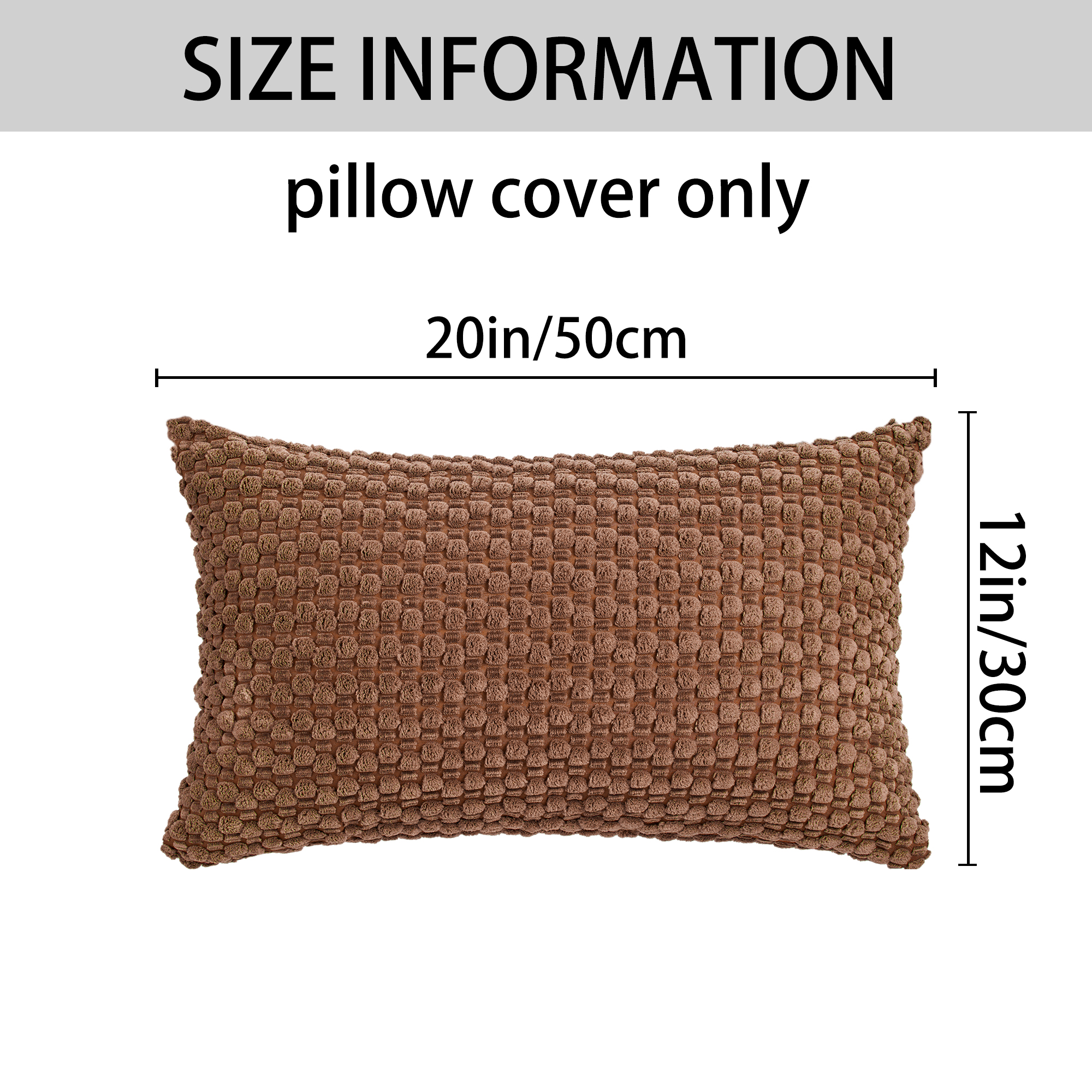 Unique Bargains Corduroy Throw Pillow Covers Set of 2 Dark Brown 20" x 12"