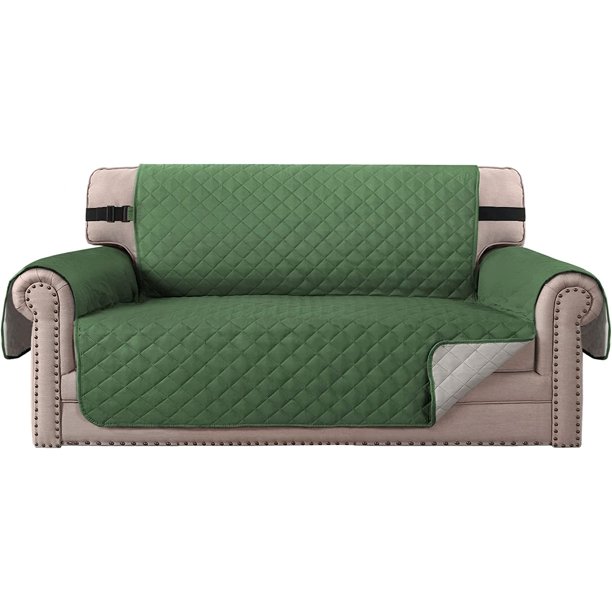 Funda de silla reversible para perros, mascotas, repelente al agua, funda de sofá, funda para silla, correas gruesas de 2.0 in, protector de silla antideslizante, asiento acolchado suave, ancho de hasta 21.0 in (sillón, marfil/beige)Viña/beigeAsiento de dos plazas de gran tamaño